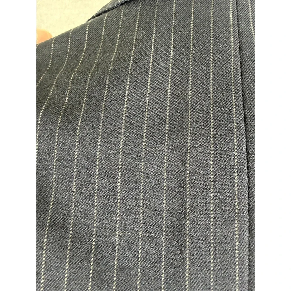 Vintage Bespoke Mens Navy Blue Pinstripe Two Button Blazer Jacket 50s Wide lapel